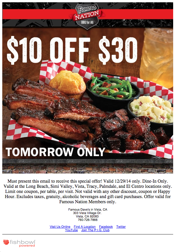 Famous Daves Email