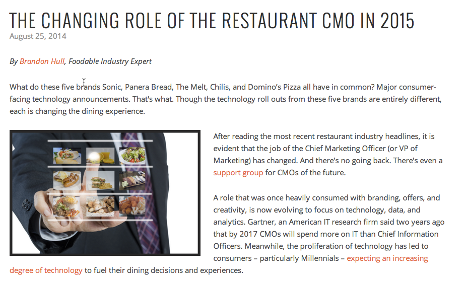 Changing Role of the Restaurant CMO