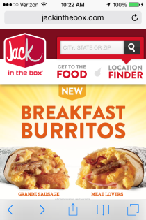 Jack in the Box Mobile Website