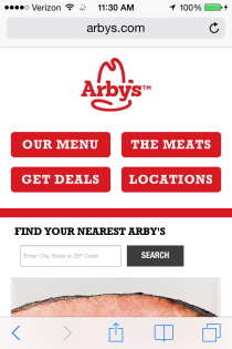 Arby's Mobile Website