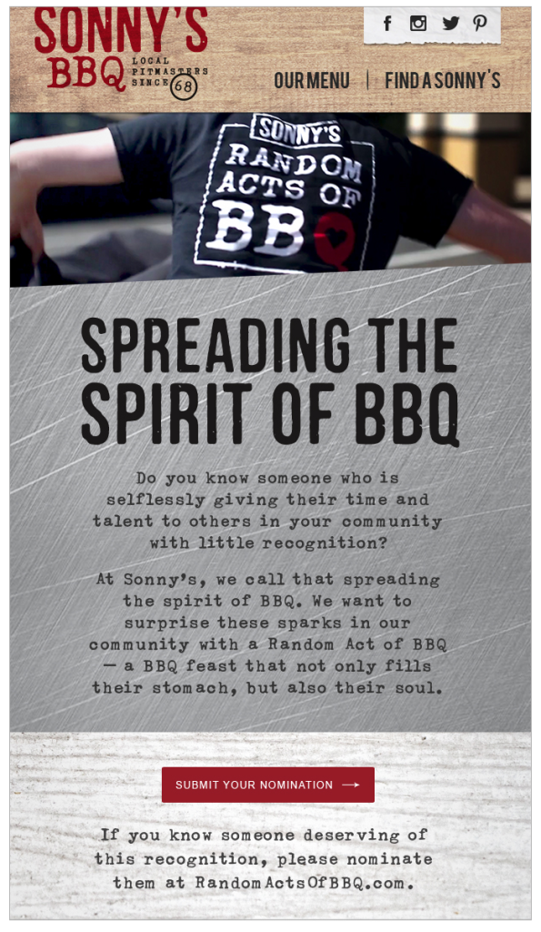 Sonnys BBQ Email