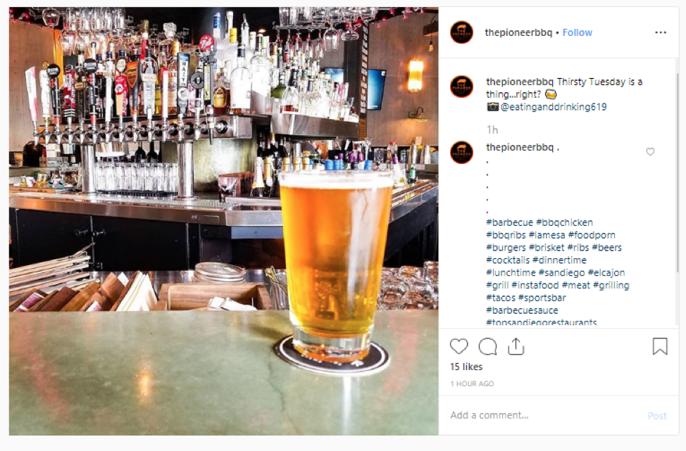 Restaurants Instagram Hashtag sample