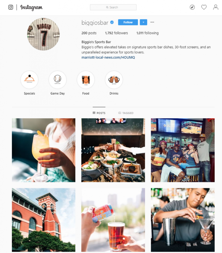 Bar Instagram branding