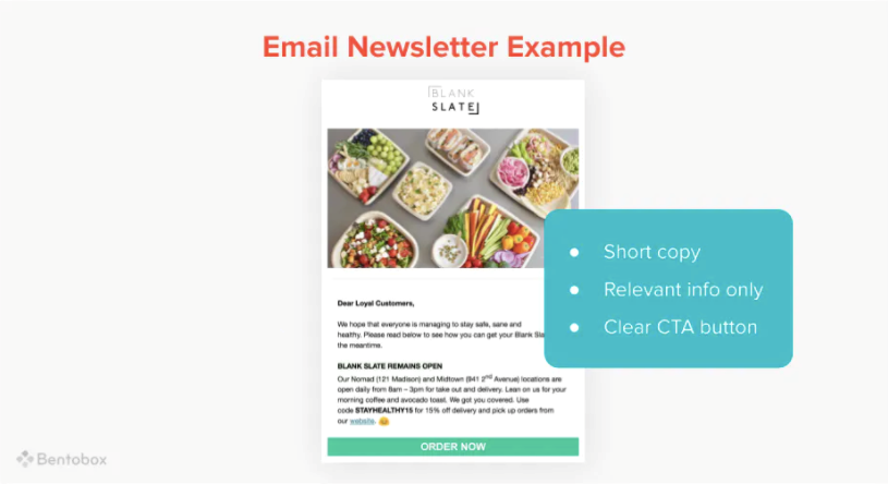 Bentobox shows how Blank Slate uses email newsletter to highlight their best offerings