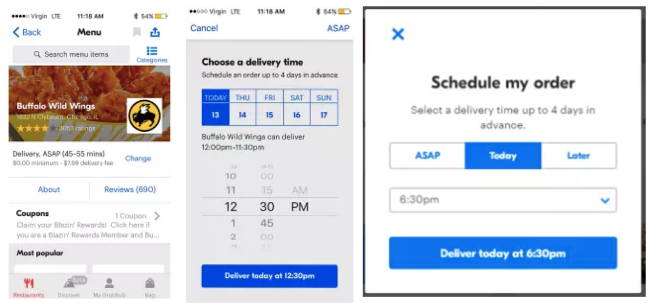 Setting restaurant delivery order times on GrubHub